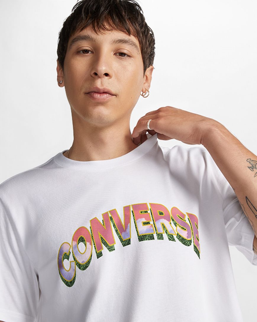 T-Shirts Barbati Converse Cloud Fill Logo Albi | RO YFC13S951